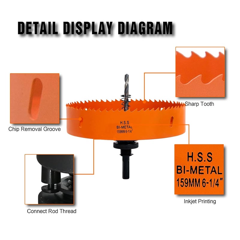 VIKITON 6-1/4 & 4-1/4 Hole Saw for Recessed Lights, 6.25 & 4.25 Inch Hole Cutter with Dust Bowl Catcher for 6 & 4 Inch Led Recessed Lighting and Wood Metal Drywall, Bi-Metal Construction - Image 4